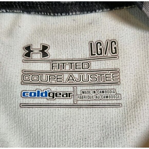 Under Armour Womens Cold Gear Long Sleeve Fitted Shirt Large Stripes Black Gray - Picture 9 of 10